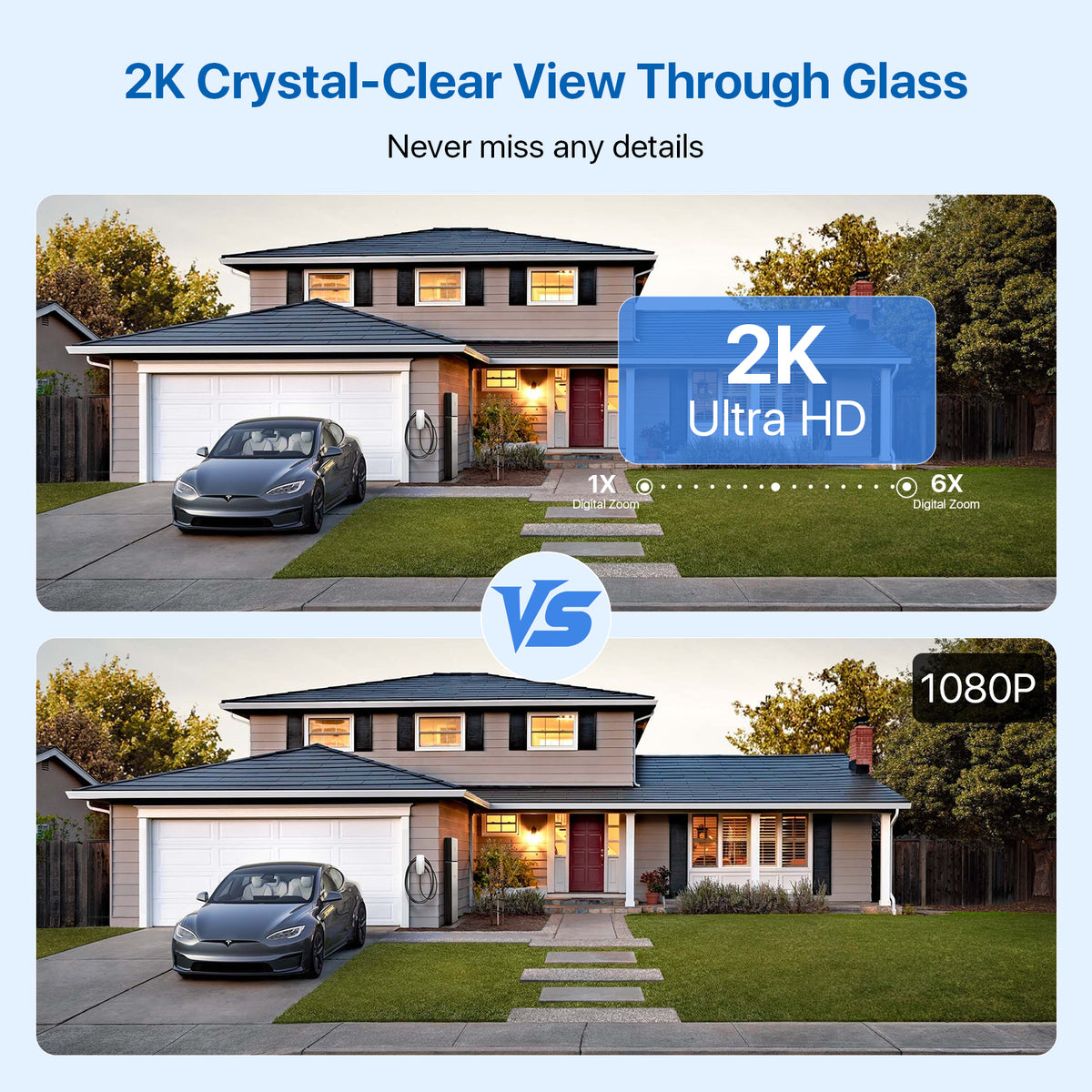 Window Camera 2K 3MP, Anti-Glare Glass Mount Indoor Camera for Outside Viewing