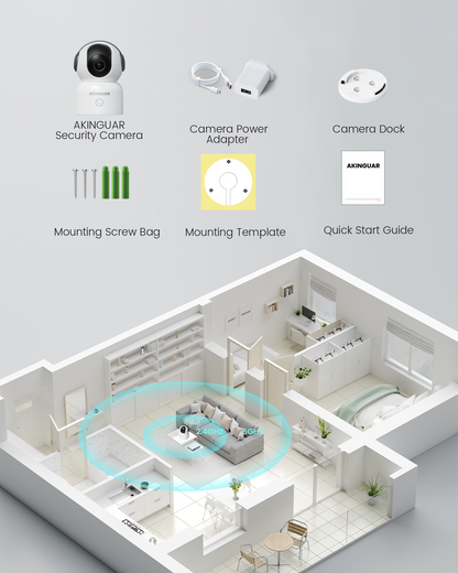 2K Indoor Cameras, 360°Pan/Tilt WiFi Security Camera for Home, with Motion Detection & One-Touch Call, IR Night Vision, Compatible with Alexa