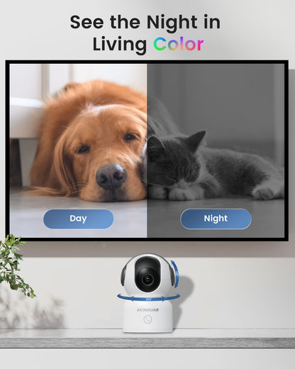 2K Indoor Cameras, 360°Pan/Tilt WiFi Security Camera for Home, with Motion Detection & One-Touch Call, IR Night Vision, Compatible with Alexa