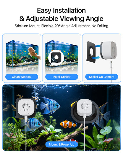 Aquarium Camera,2K Live Fish Tank Camera for Pet Reptile with Fill Light