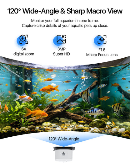 Aquarium Camera,2K Live Fish Tank Camera for Pet Reptile with Fill Light