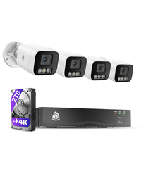 Smart 4K 8MP Home Security Camera System | PoE Cameras + 8CH NVR with 2TB HDD | Full Color Night Vision | Person/Vehicle Detection