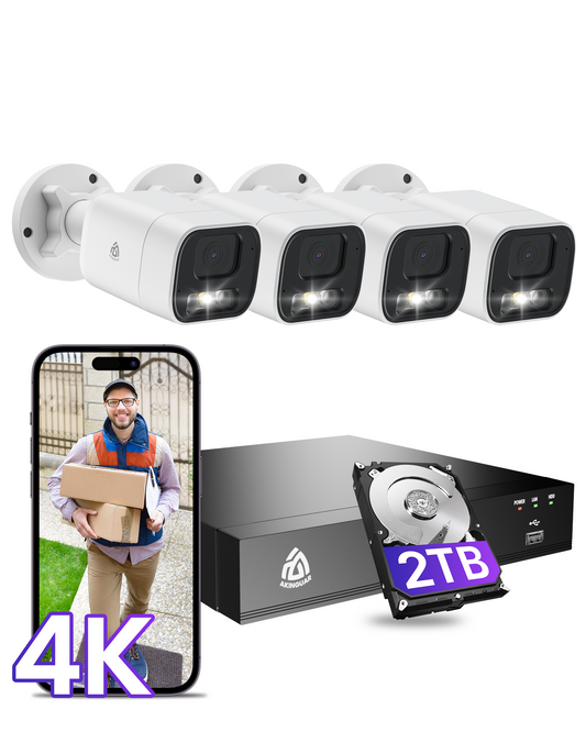 Smart 4K 8CH Home Security Camera System, Wired PoE IP Cameras Outdoor with Person/Vehicle Detection, 8MP/4K 8CH NVR with 2TB HDD for 24-7 Recording, Full Color Night Vision, 2-Way Talk, C183