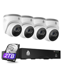 4K 8MP PoE Security Camera System | PoE IP Cameras + 8CH NVR with 2TB HDD | Person/Vehicle Detection | 24/7 Recording  | No Monthly Fee