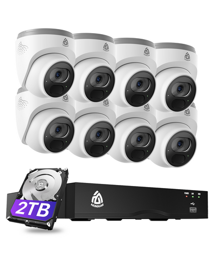 4K PoE Security Camera System, 8CH NVR with 2TB HDD + 8MP Wired PoE IP Cameras with Human/Vehicle Detection, People Counting, 100ft IR Night Vision, 2-Way Audio, for 24/7 Recording, C220