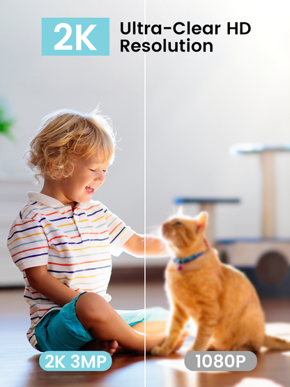 2K Indoor Cameras, 360°Pan/Tilt WiFi Security Camera for Home, with Motion Detection & One-Touch Call, IR Night Vision, Compatible with Alexa