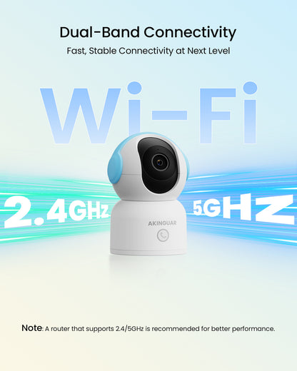 4K 8MP Indoor WiFi Security Camera | 64GB Memory Card  | 360° Pan/Tilt | Human/Pet/Motion Detection | 2-Way Talk