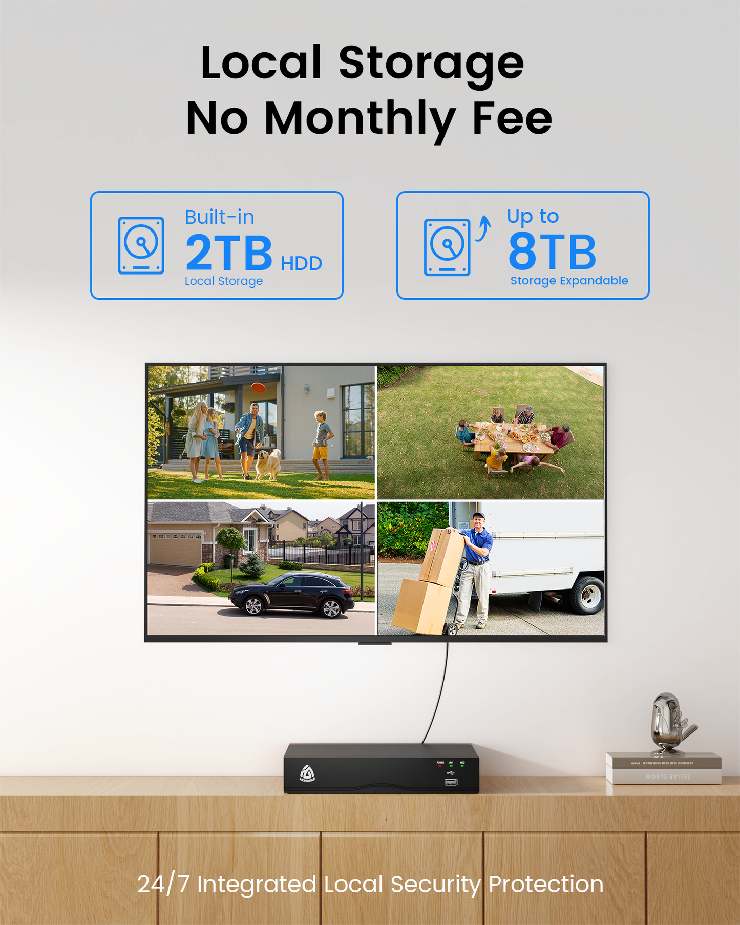 4K PoE Security Camera System, 8CH NVR with 2TB HDD + 8MP Wired PoE IP Cameras with Human/Vehicle Detection, People Counting, 100ft IR Night Vision, 2-Way Audio, for 24/7 Recording, C220