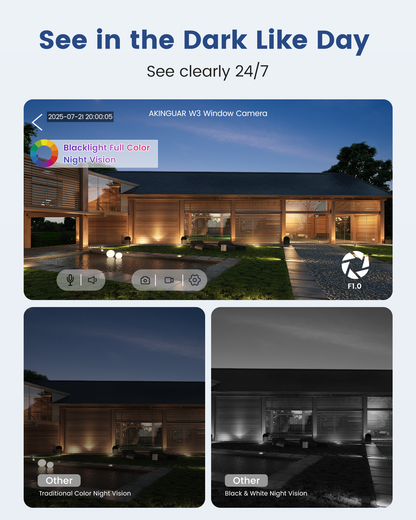 3MP 2K Window Camera, WiFi6 Indoor Camera for Home Security, with Full-Color Night Vision, AI Person/Vehicle/Motion Detection, 24/7 Recording, Easy & Quick Install, Replaces Outdoor Cameras