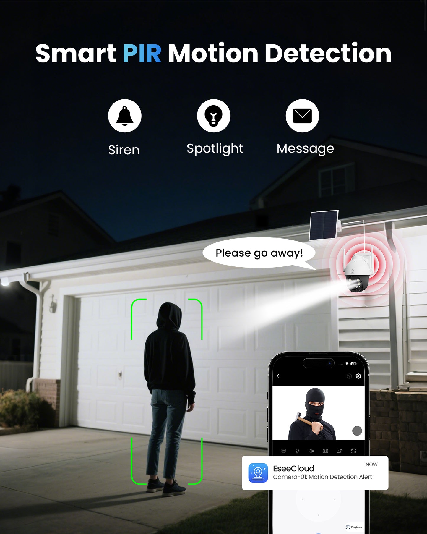 4G LTE Cellular Security Camera, Wireless Solar Security Camera Built in SIM Card, No Wi-Fi Outdoor Solar Powered Camera, 360° Live View, 2K 4MP Color Night Vision, 2 Way Talk, PIR Motion Detection & Alert