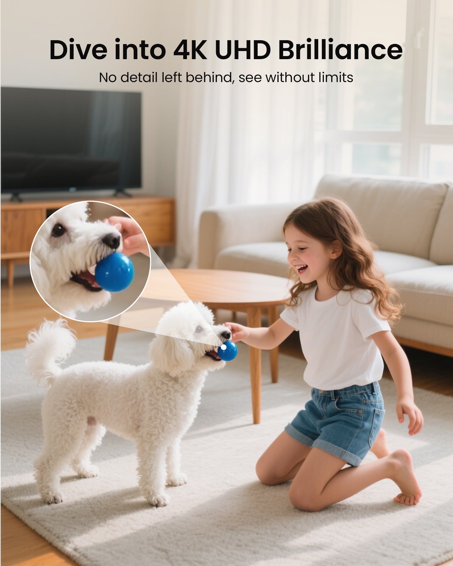 4K 8MP WiFi Camera, 4K 8MP 360°Pan/Tilt Indoor Camera, 2-Way Talk, One-Touch Calling, Full-Color Night Vision in Low Light, Smart AI Detection, Auto Tracking, for Kids/Elderly/Pets, Black