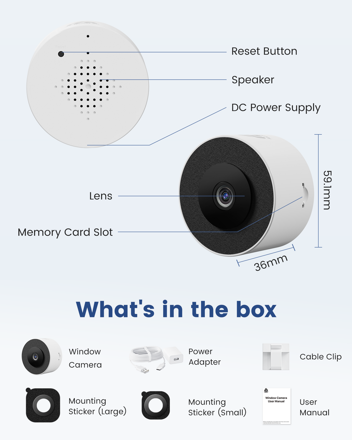3MP 2K Window Camera, WiFi6 Indoor Camera for Home Security, with Full-Color Night Vision, AI Person/Vehicle/Motion Detection, 24/7 Recording, Easy & Quick Install, Replaces Outdoor Cameras