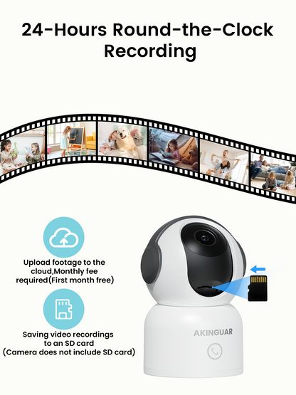 2K Indoor Cameras, 360°Pan/Tilt WiFi Security Camera for Home, with Motion Detection & One-Touch Call, IR Night Vision, Compatible with Alexa
