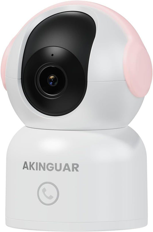 2K Security Camera for Home, 360°Pan Indoor Security Cameras with Motion Detection & One-Touch Call, Color Night Vision, Compatible with Alexa