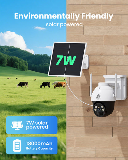 4G LTE Cellular Security Camera, Wireless Solar Security Camera Built in SIM Card, No Wi-Fi Outdoor Solar Powered Camera, 360° Live View, 2K 4MP Color Night Vision, 2 Way Talk, PIR Motion Detection & Alert