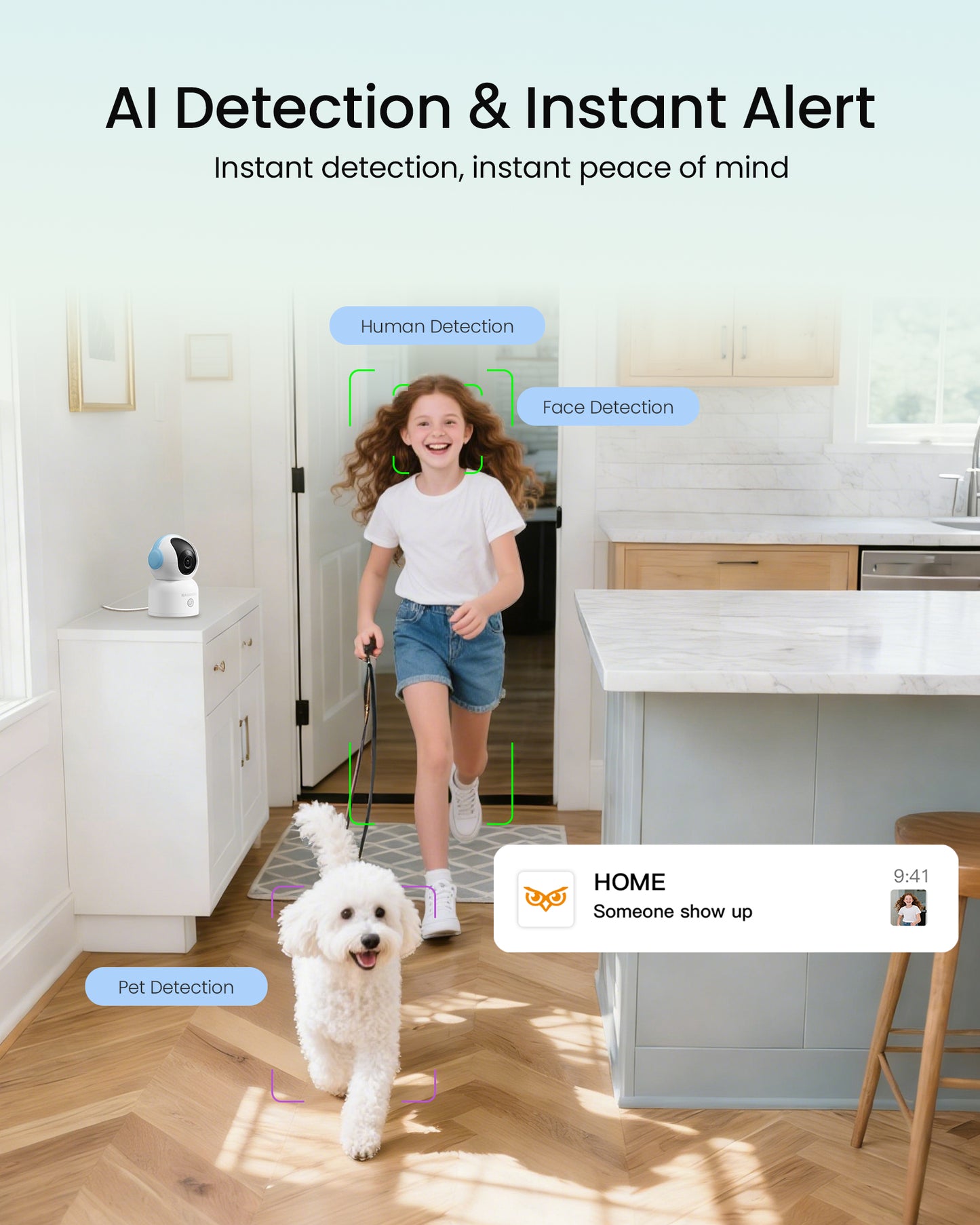 4K 8MP Indoor WiFi Security Camera | 64GB Memory Card  | 360° Pan/Tilt | Human/Pet/Motion Detection | 2-Way Talk