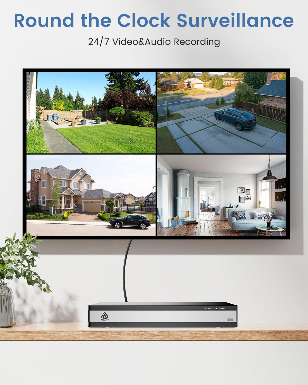 16CH Network Video Recorder for Home Security Camera System, 4K POE Network Video Recorder with 2TB HDD, Supports 4K/5MP/4MP/3MP/2MP HD The Same Brand PoE Cameras 24/7 Recording, H.265+