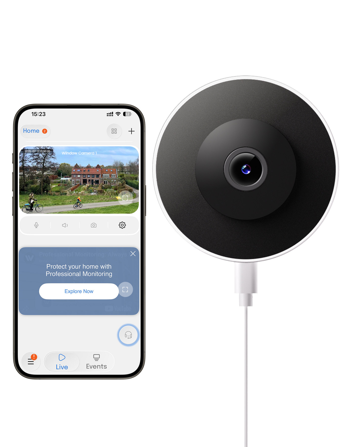 3MP 2K Window Camera, WiFi6 Indoor Camera for Home Security, with Full-Color Night Vision, AI Person/Vehicle/Motion Detection, 24/7 Recording, Easy & Quick Install, Replaces Outdoor Cameras