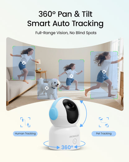 4K 8MP Indoor WiFi Security Camera | 64GB Memory Card  | 360° Pan/Tilt | Human/Pet/Motion Detection | 2-Way Talk