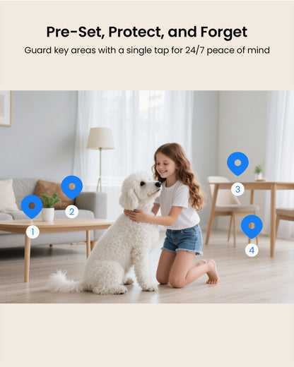 4K 8MP WiFi Camera, 4K 8MP 360°Pan/Tilt Indoor Camera, 2-Way Talk, One-Touch Calling, Full-Color Night Vision in Low Light, Smart AI Detection, Auto Tracking, for Kids/Elderly/Pets, Black