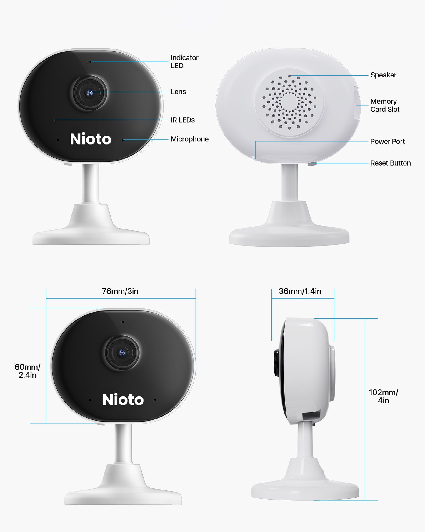 Nioto Indoor WiFi Camera, 2-Way Audio,Local Storage
