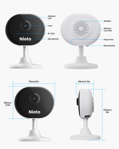 Nioto Indoor WiFi Camera, 2-Way Audio,Local Storage