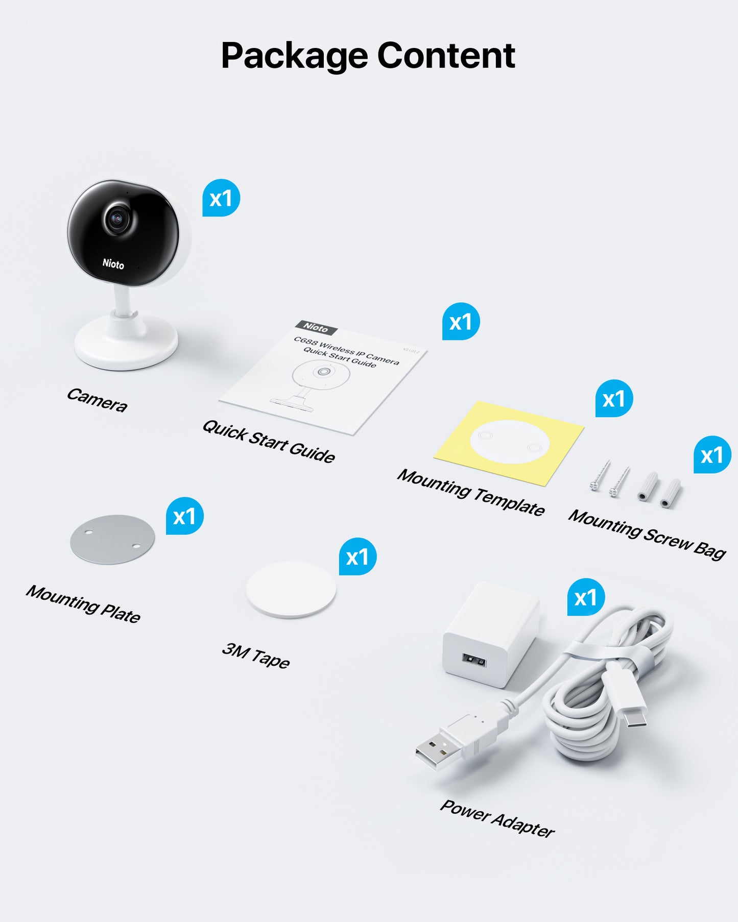Nioto Indoor WiFi Camera, 2-Way Audio,Local Storage