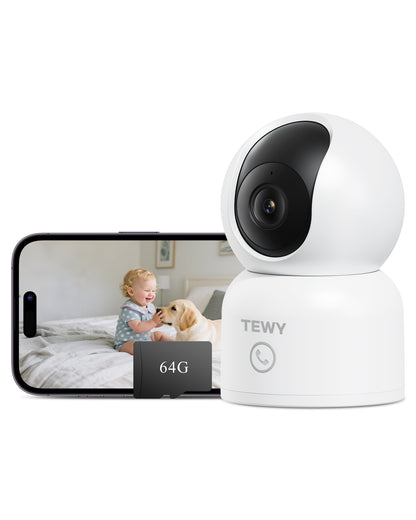 TEWY 8MP UHD Indoor WiFi Camera, Pan Tilt Zoom