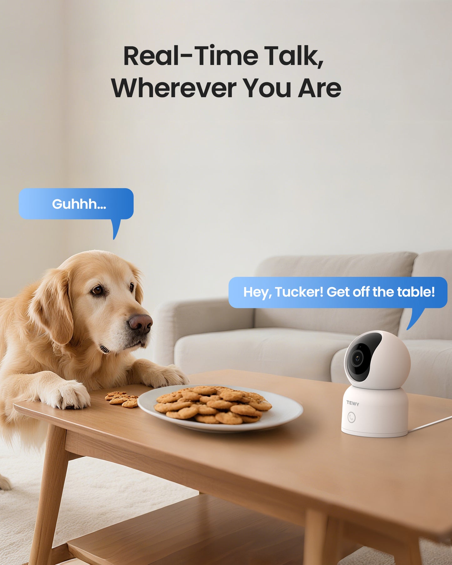 TEWY 8MP UHD Indoor WiFi Camera, Pan Tilt Zoom