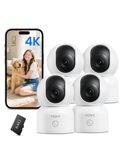 TEWY 8MP UHD Indoor WiFi Camera, Pan Tilt Zoom