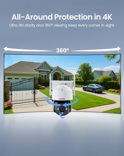 AKZHOU WiFi Camera,PTZ, Up to 128GB Local Storage