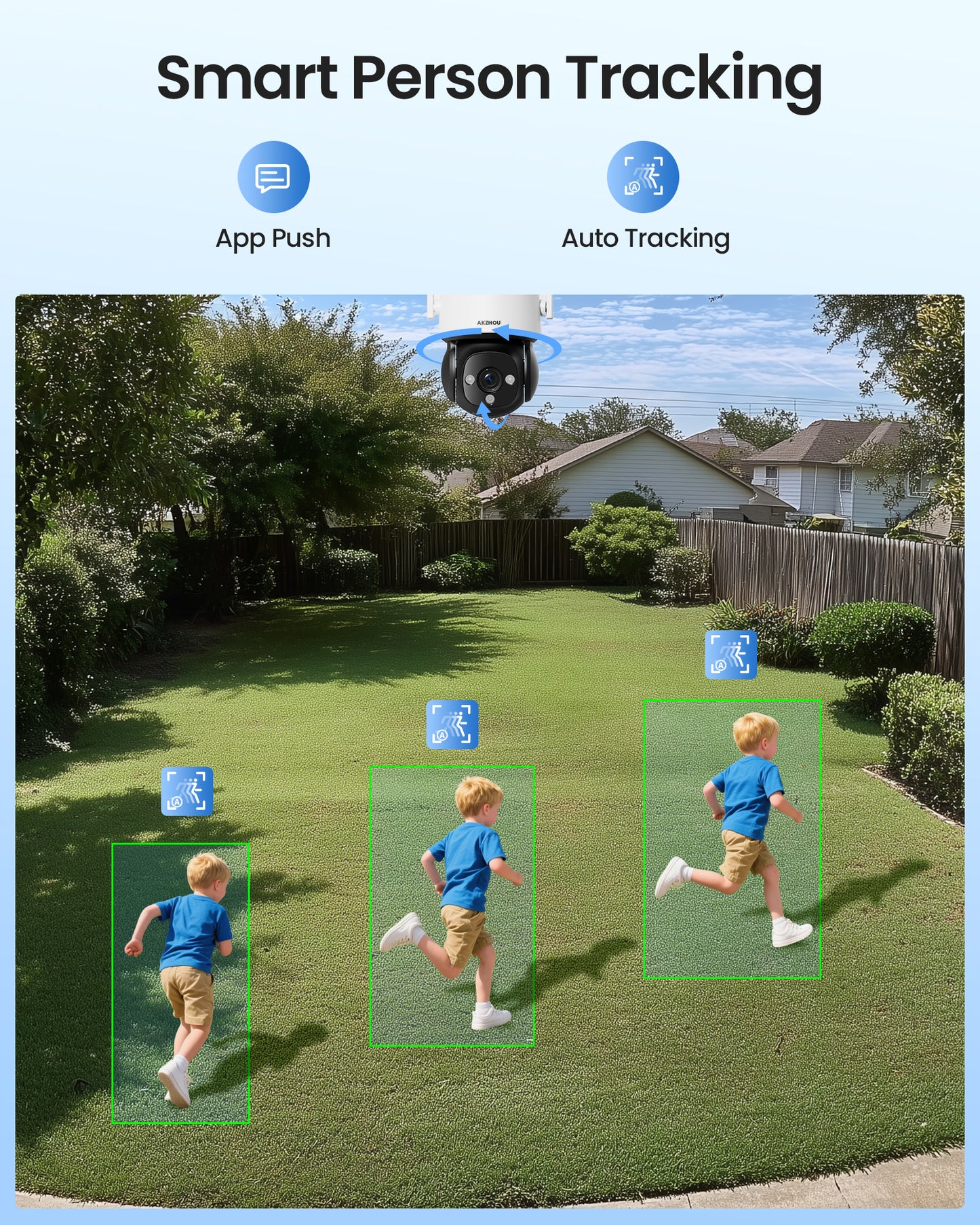 AKZHOU WiFi Camera,PTZ, Up to 128GB Local Storage