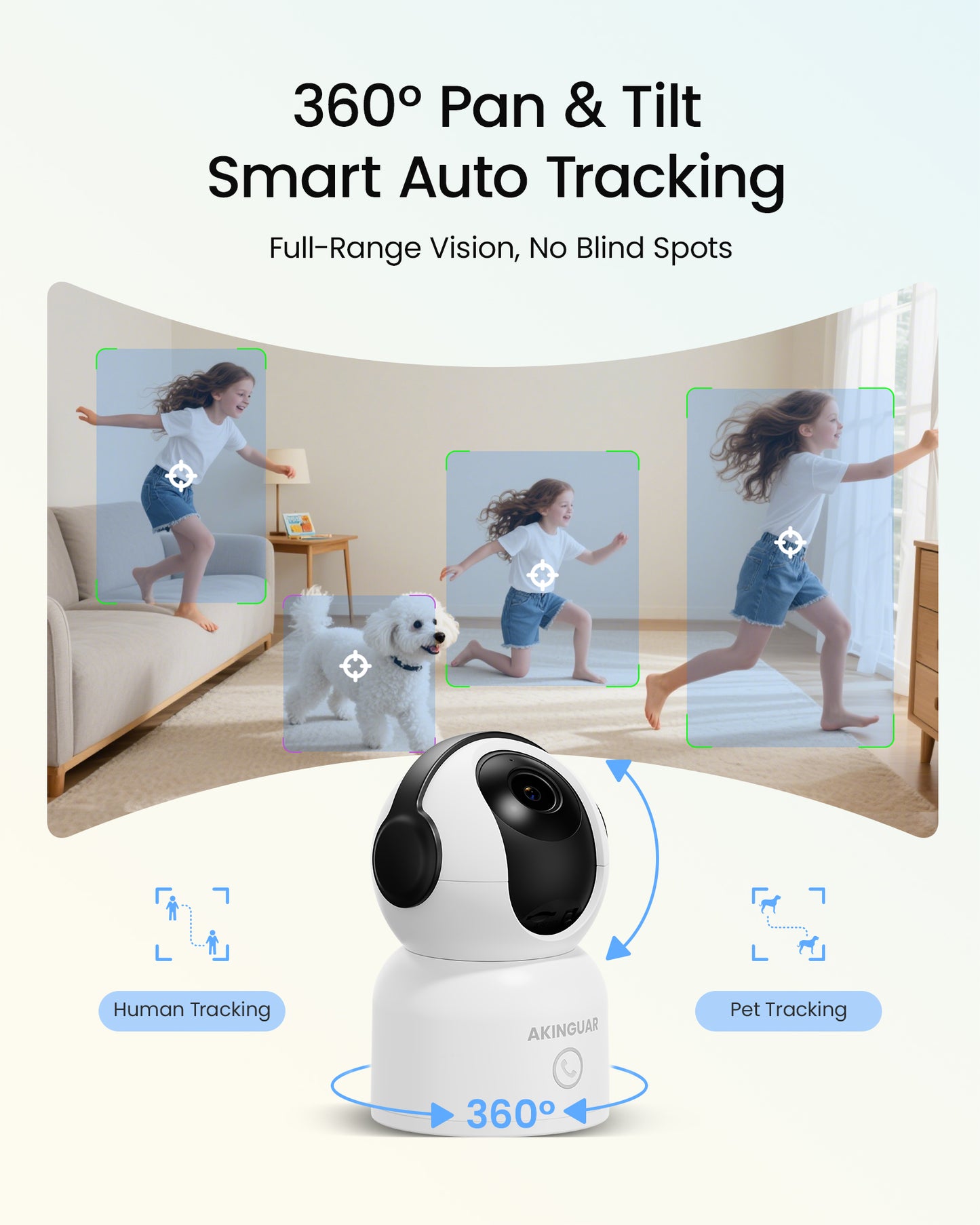 4K 8MP Indoor WiFi Security Camera | 360° Pan/Tilt |  Human/Pet/Motion Detection | 2-Way Audio
