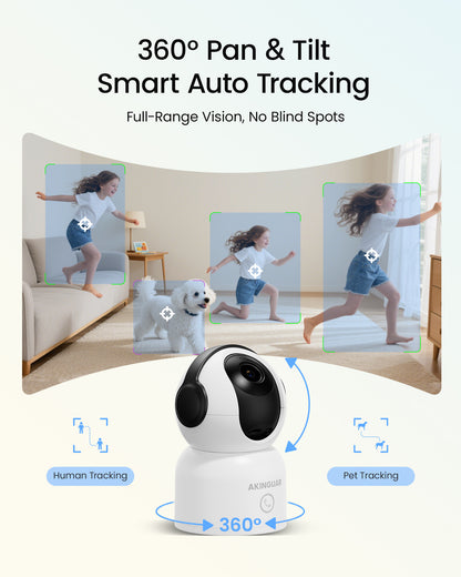 4K 8MP Indoor WiFi Security Camera | 360° Pan/Tilt |  Human/Pet/Motion Detection | 2-Way Audio