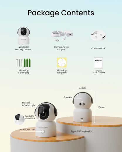 4K 8MP Indoor WiFi Security Camera | 360° Pan/Tilt |  Human/Pet/Motion Detection | 2-Way Audio