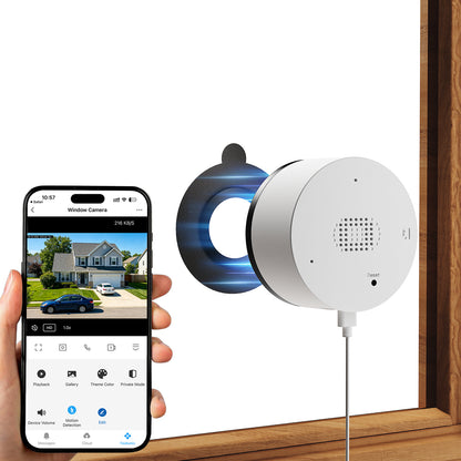 Window Camera 2K 3MP, Anti-Glare Glass Mount Indoor Camera for Outside Viewing